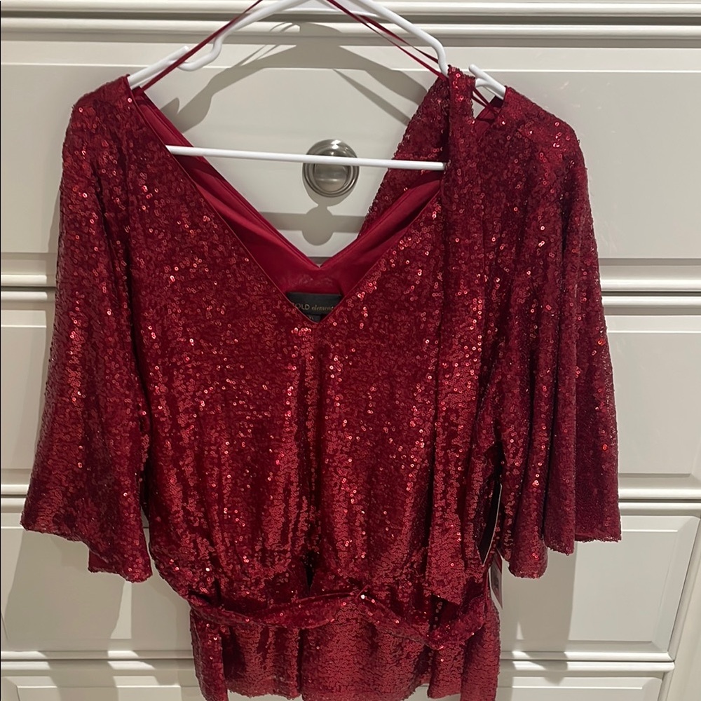 Elegant Red Sequin Top